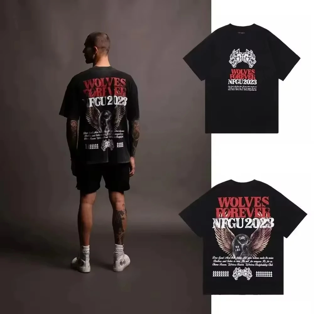 2024 Darc Sport Wolves T-Shirt Oversized Cotton T-shirt Gym Fitness Men Clothing Casual Women Short Sleeve Tee Darcsport T Shirt