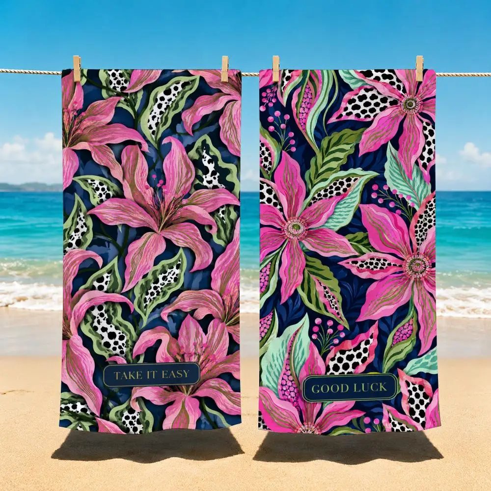 Serviette de plage esthétique florale pop-tropicale, légère et luxueuse, idéale pour les voyages, la salle de sport, la douche, le camping et la piscine