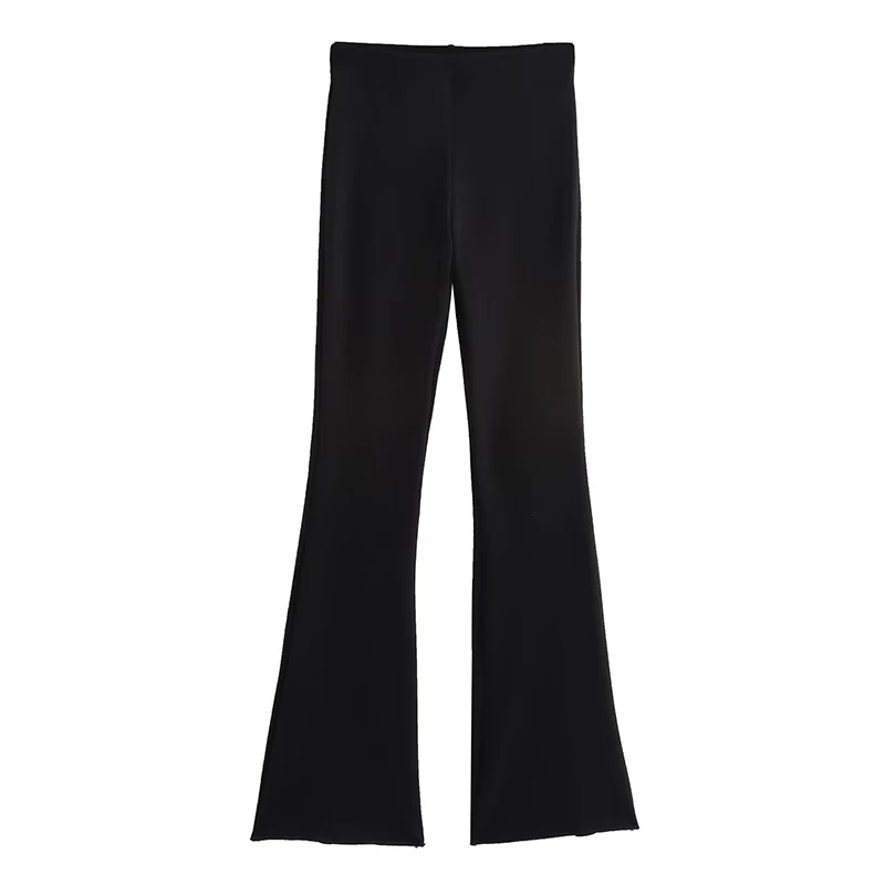 Basicis-Leggings taille haute pour femmes, pantalons à cloche, streetwear élégant, pantalons longs simples, vêtements de rue, mode