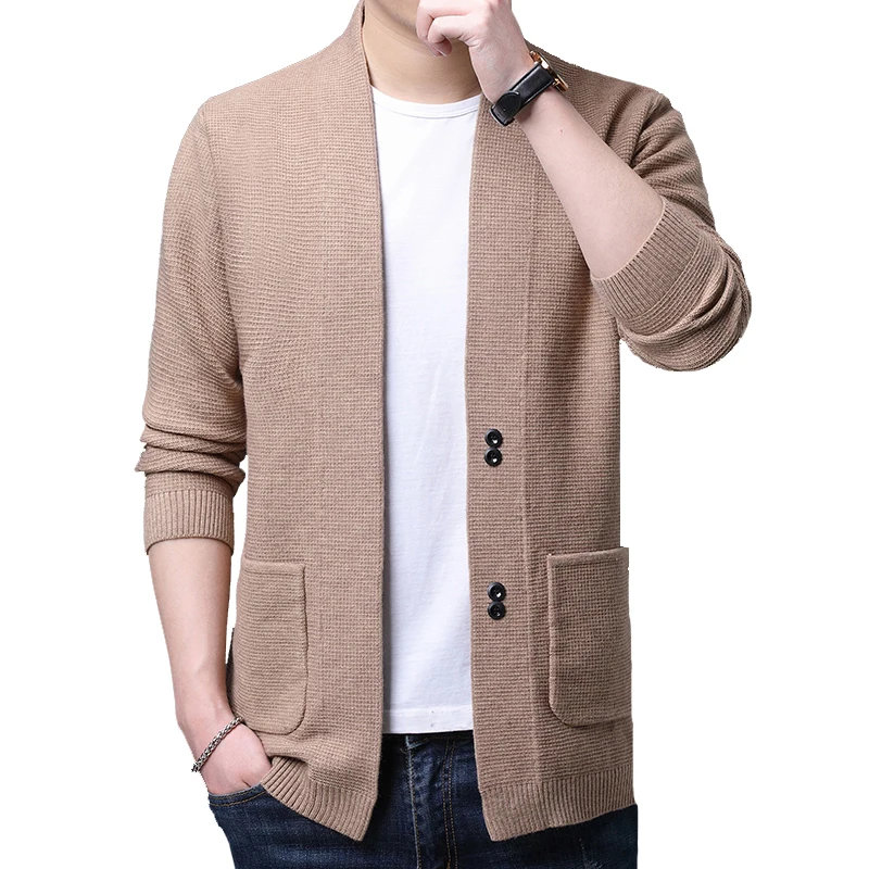 

Man Wool Knitted Sweater Jackets Solid Color Buttons Sweater