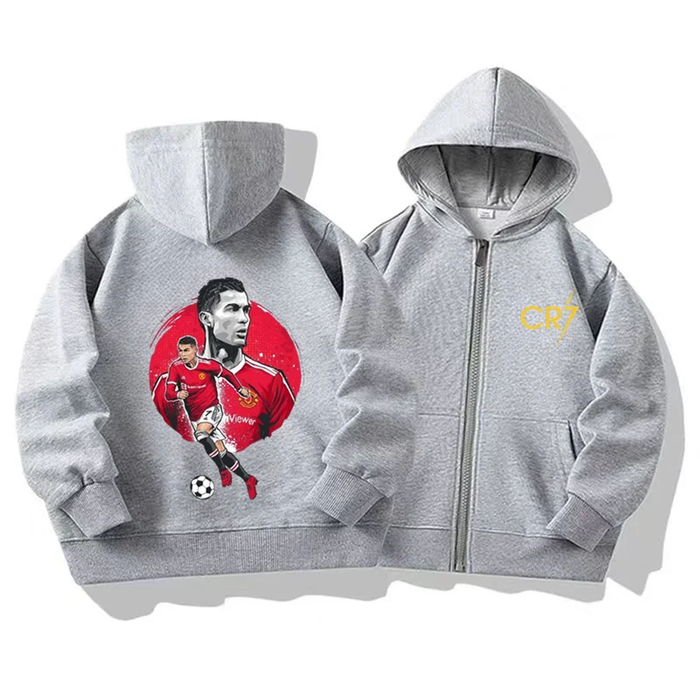 2025 اليورو رونالدو كرة القدم نجوم قلنسوة بسحاب بنين بنات البلوز الخريف/الشتاء البلوز سلسلة مخيط هوديي غير رسمي