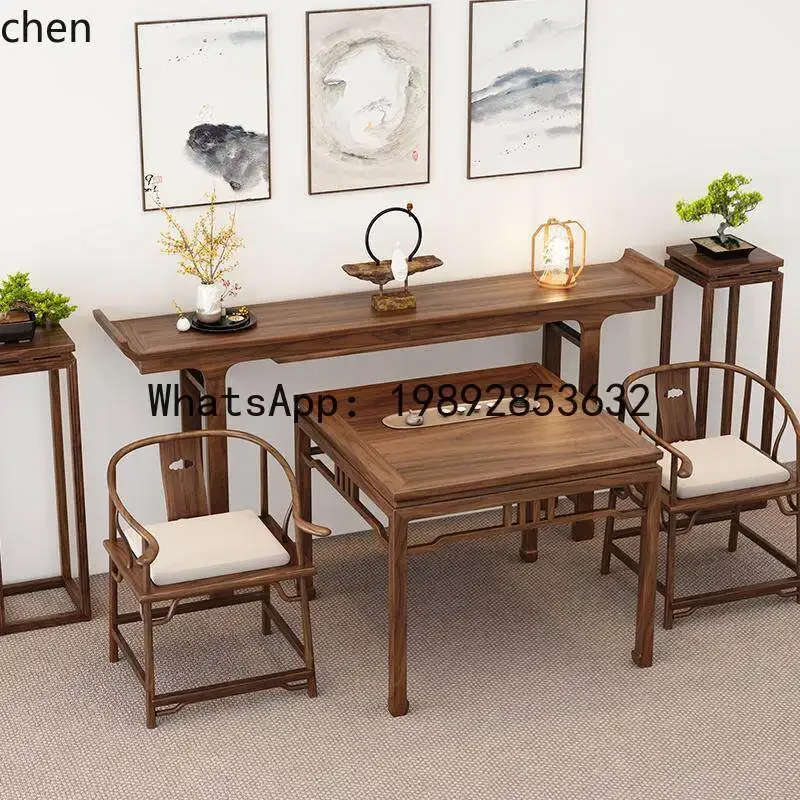 27 black walnut middle hall six-piece set of solid wood chinoiserie offering table and eight immortals table