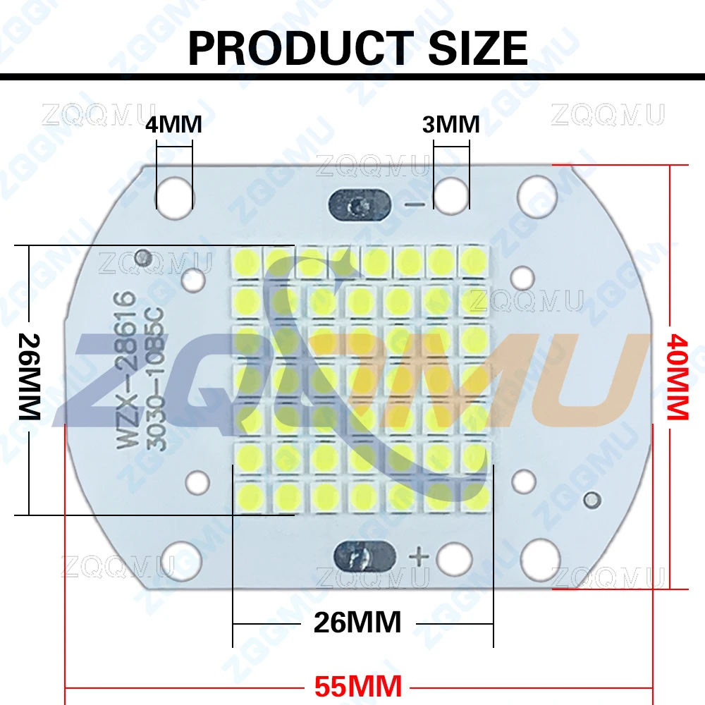 High Power LED Chip 50W Integrated Light Source High Brightness Energy Saving Floodlight 30V 150V Spotlight Bead for DIY