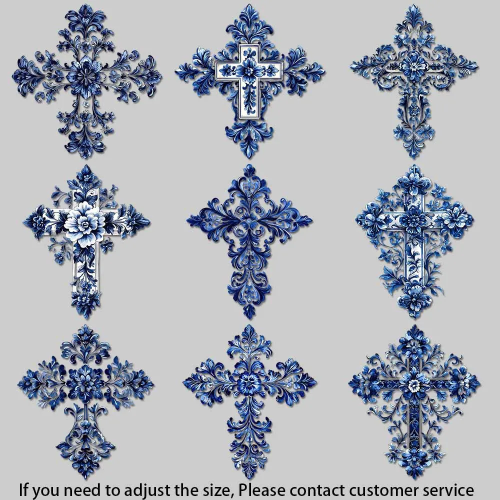 Retro Cross Pattern Clipart Elegant Cross Floral Design TransfersThermal Transfer for Clothes Quick - drying Heat Transfer