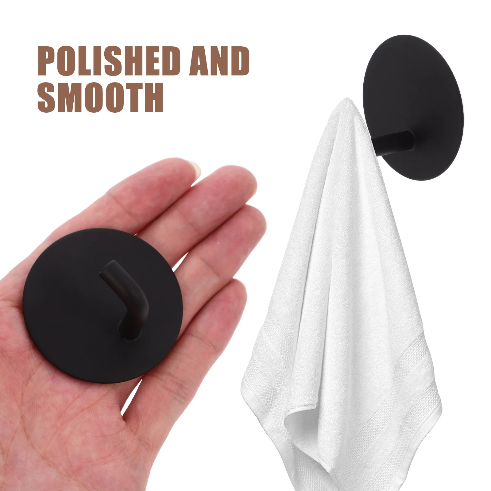 4Pcs Stainless Steel Hooks Stick on Wall Hooks Heavy Duty Adhesive Towel Hanger for Bathroom Kitchen Tiles Glass Metal No Damage