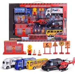 Cars Trucks Model Set Engineering Toy Children's Car Pretend Play Career Scene Aircraft Train Inertia Excavator Gift for Kids