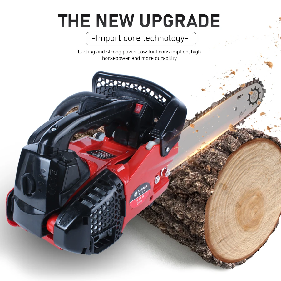 1800W Fuel Logging Chainsaw Portable Single Handheld Saw Powerfull Mini Fuel Saw Logging Chainsaw 25CC 15500RPM