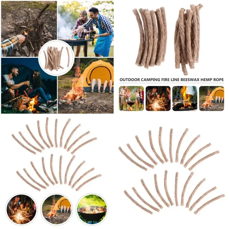 10/20/30Pcs Outdoor Survival Docht Hanf Schnur Camping Leichter Hanf Feuer Starter Outdoor Docht Camping Seile überleben Werkzeuge