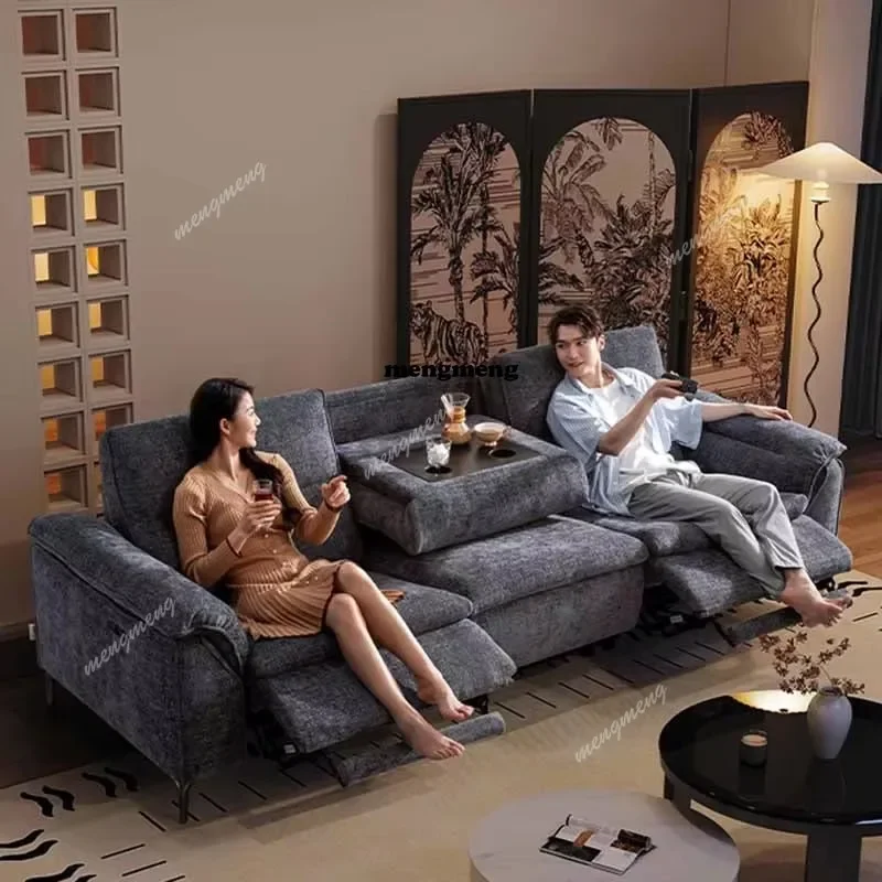 Best seller First Class Chenier Zero Wall Fabric Simple New Chinese Living Room Straight Row Electric Sofa