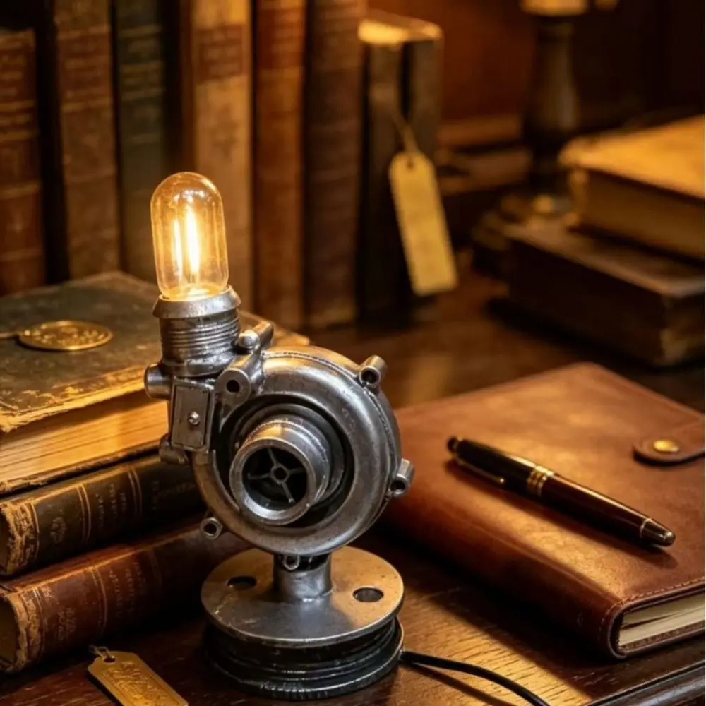 Decorative Light Vintage Steampunk Rocket Lamp Creative Launching Flame Rocket Ship Lamp Novelty Bedside Table Light Desk