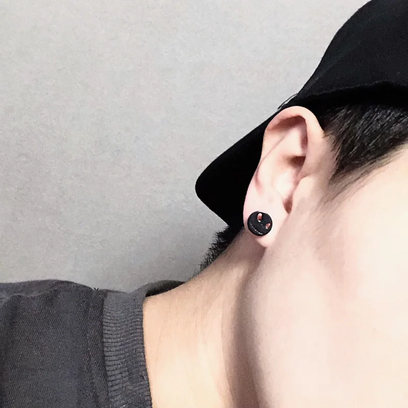 Boucles d\'Oreilles Rondes en Titane pour Homme et Femme, Bijoux en Acier Inoxydable, Tête de Citrouille d\'Halloween, Mauvais Œil