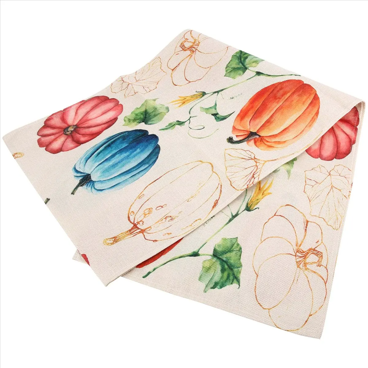 Premium-Fall Eucalyptus Leaves Pumpkins Table Runner, Autumn Thanksgiving Kitchen Dining Table Decoration for Indoor B