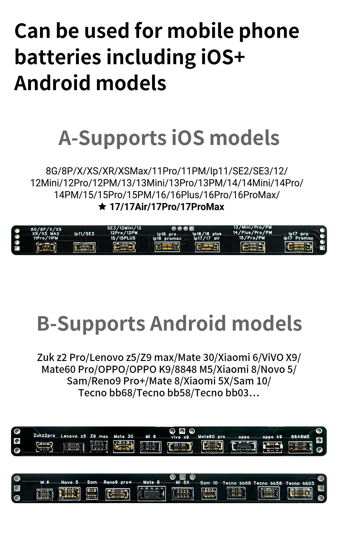 MECHANIC BA27 Pro Battery Charging Activation Detection Board One‑Click Revive Dead Battery for iPhone 8‑17Pro Max Android Phone