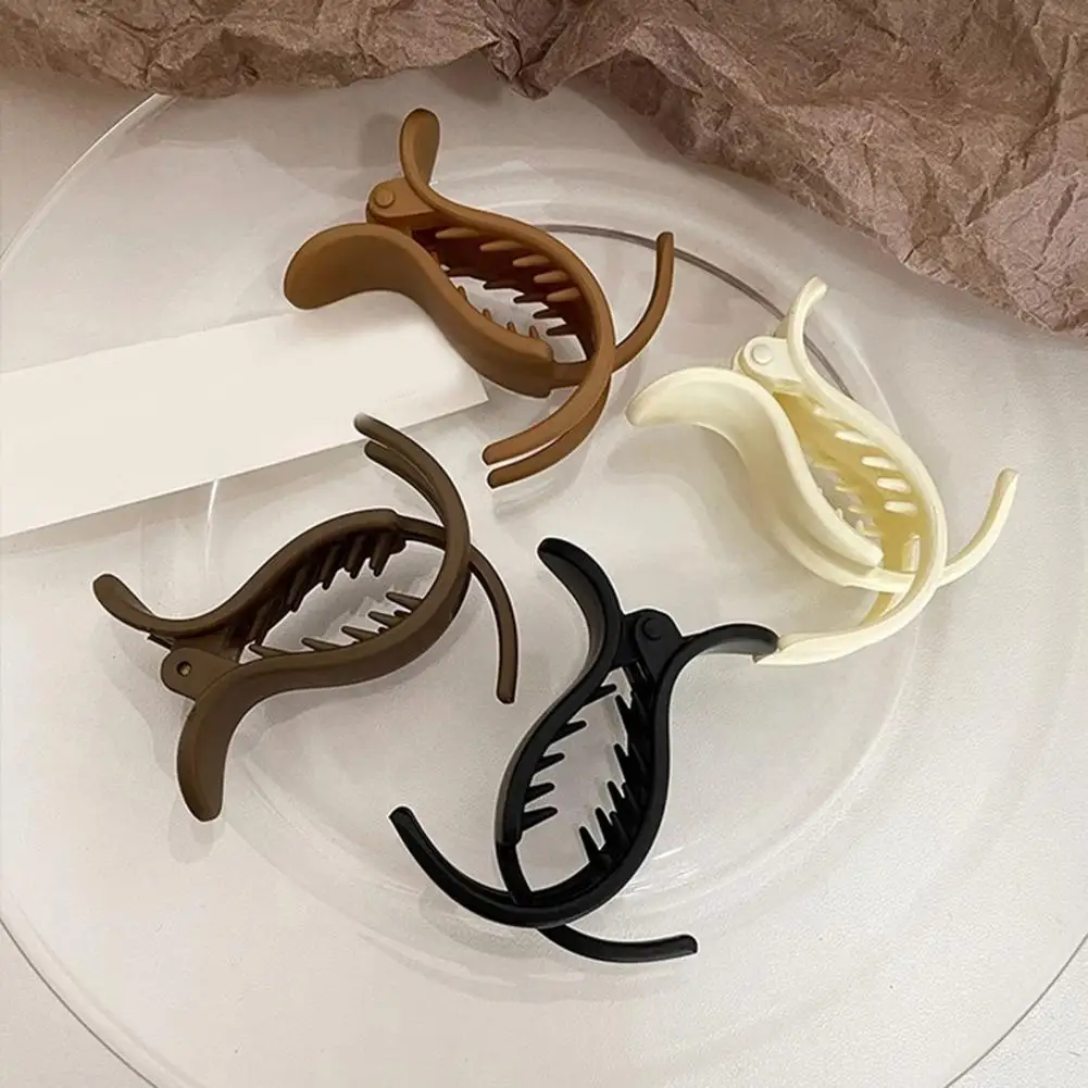 Plastic Hair Claw Retro Hair Claw Clip Set for Women Solid Color Frosted Meatball Head Hairpin Ponytail Styling for Elegant