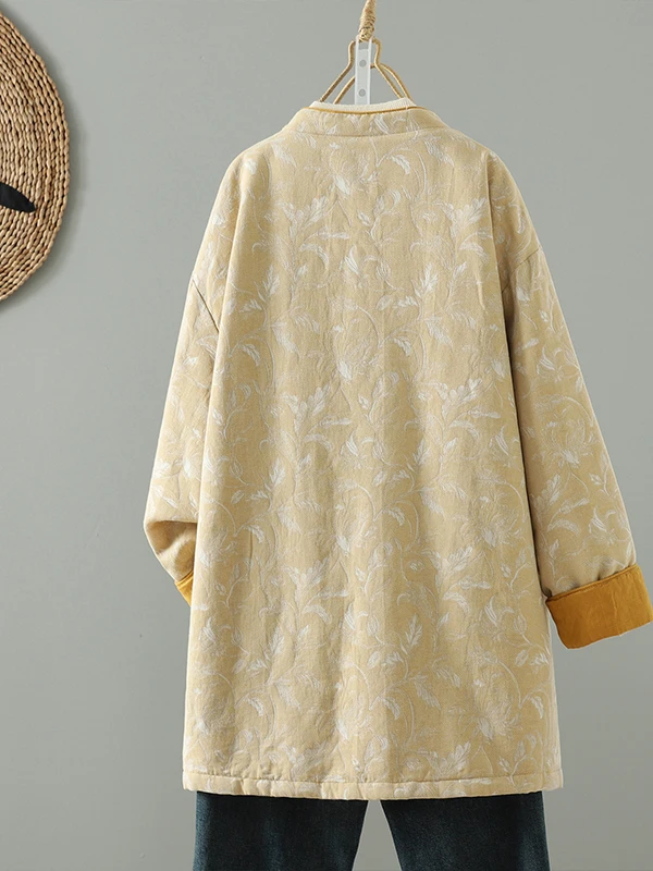 

Зимняя хлопковая куртка Thiened, женская традиционная китайская верхняя одежда с воротником-стойкой и вышивкой, теплое пальто для поездок на работу