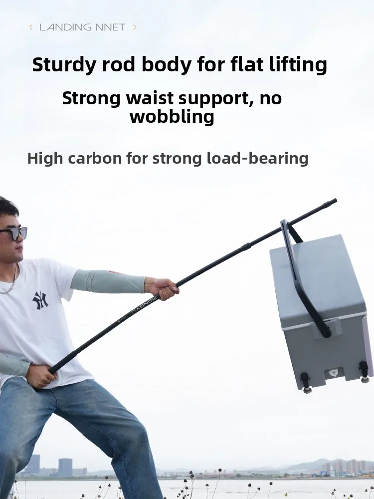 مجموعة كاملة من عمود شبكة ربط الكربون الصلب للغاية وخفيف الوزن للغاية، شبكة استرجاع كبيرة، رأس قضيب قابل للطي للسفر في الكاميرا في الهواء الطلق