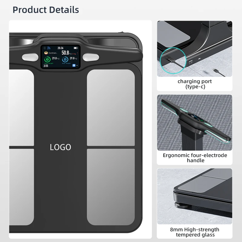 8 Electrodes Biopedancia Scale Dual Frequency Body Composition Weight Body Scan Analysis Scale Body Bioimpedance Scale