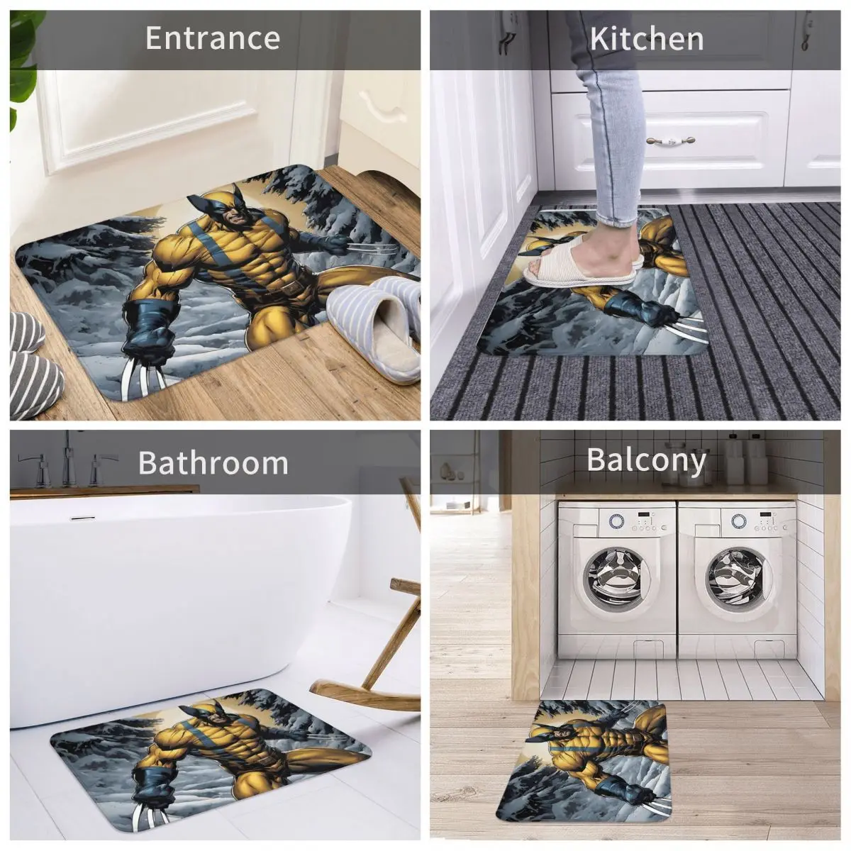 Marvel Super Hero Bedroom Mat, Wolverine Capacho, Tapete de cozinha, Varanda Tapete, Decoração para casa