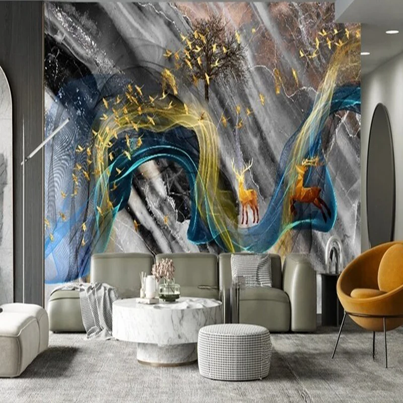 

MU8928 Nordic art graffiti marble modern and simple living room TV living room theme background wall