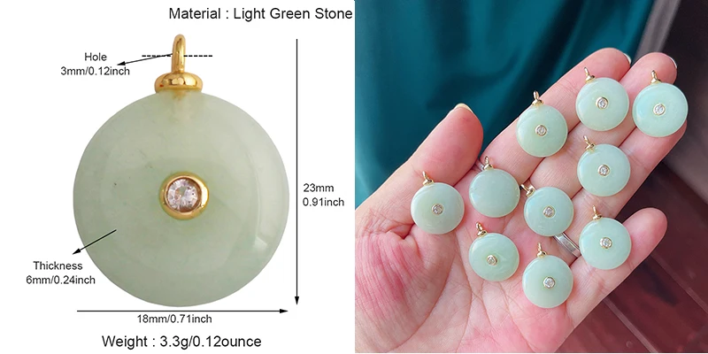 Jade Achat Amethyst Amazonit Wasser Gras Lapis Lazuli Charm Anhänger, 18K echt vergoldet Schmuck für Halskette Handwerk Herstellung S79 – Detail 7