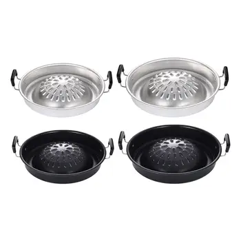 캠핑 스토브 그릴 팬, 피크닉 라운드, 실내 야외 요리 고기, 논스틱 로스팅 팬, 바비큐 그릴 팬, 알루미늄 그릴 팬, 2 인 1