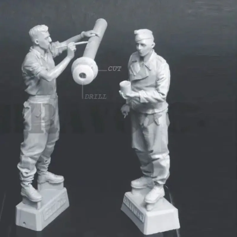 Kit de modelo de figura de resina a escala 1/35, Escena de modelado, Miniatura Hobpy, soldado de EE. UU., pinta el tanque, 2 figuras sin montar, sin pintar, N600