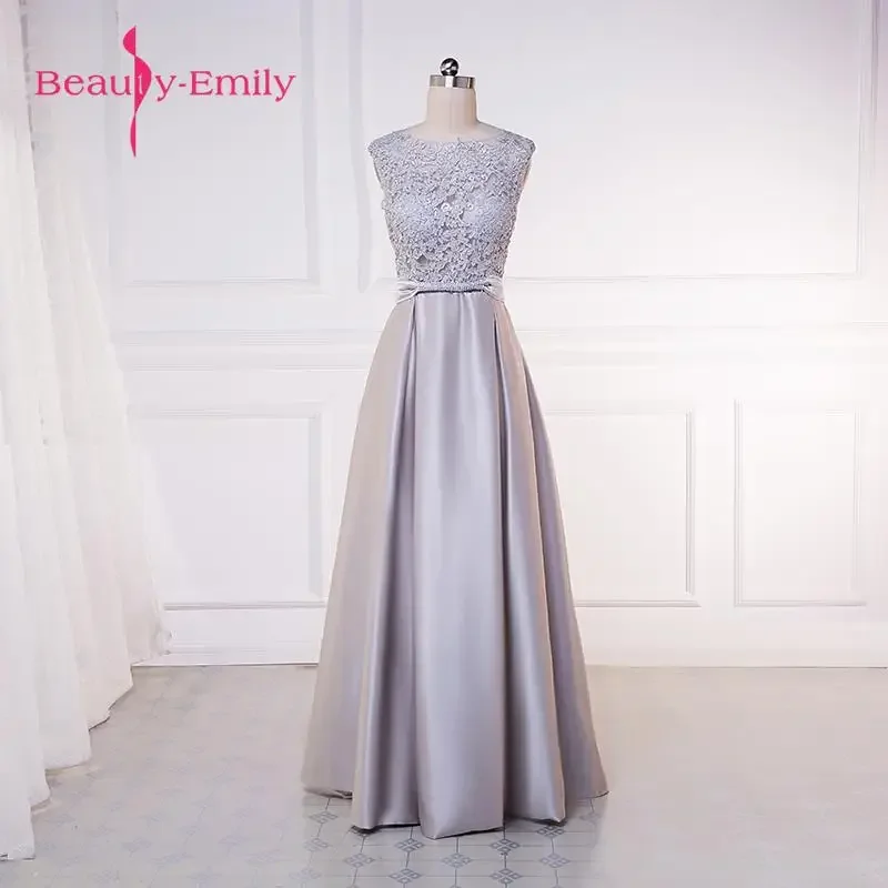 Beauty Emily Long Lace Dark Pink Evening Dresses 2019 A-line Floor-Length Formal Party Prom Dresses reflective dress