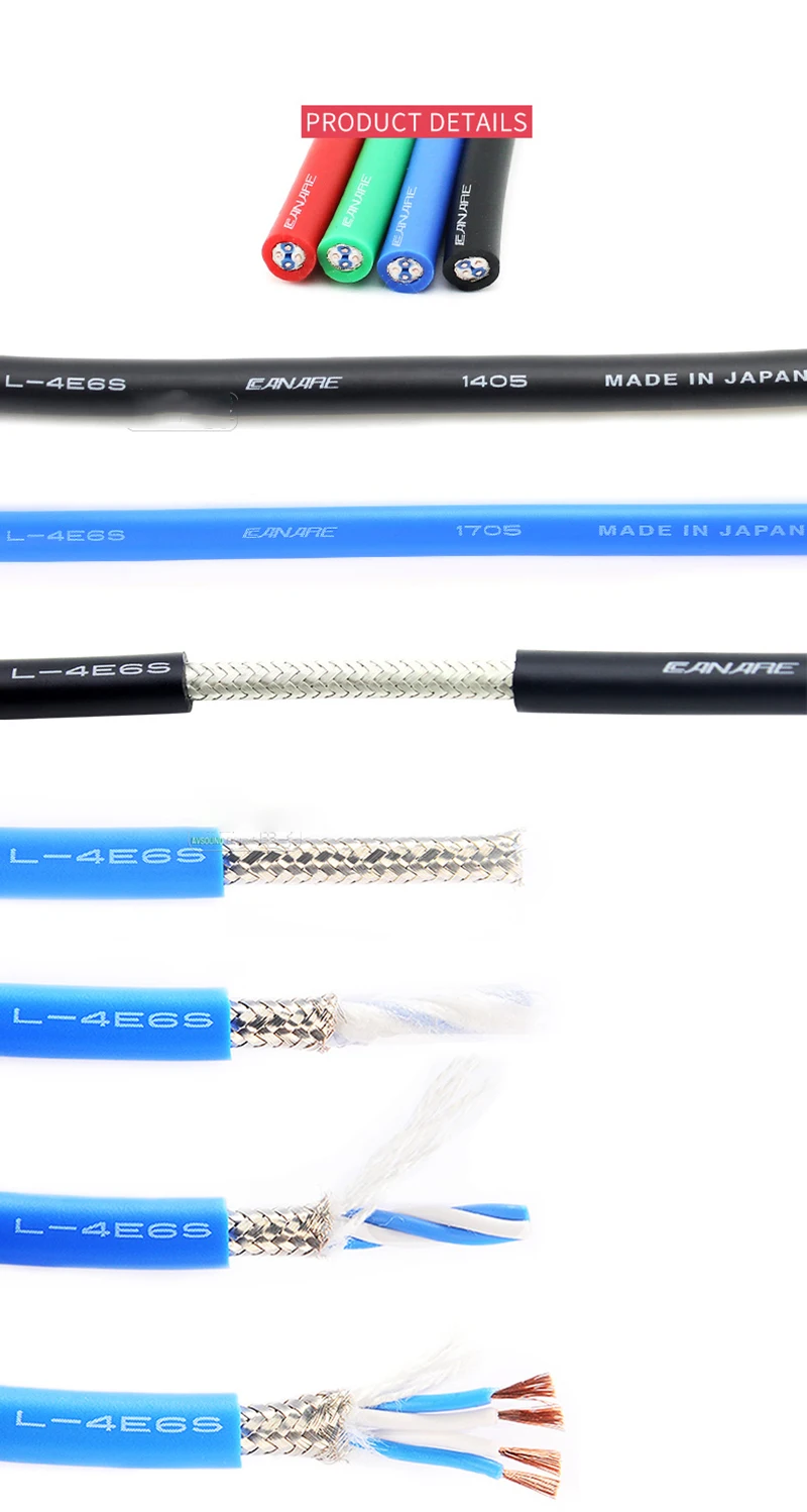 CANARE 4-adriges Stern-Quad-Mikrofon-Audiokabel L-4E6S Alle Leitungssignale Draht Außendurchmesser 6 mm 4 * 0,2 mm2 geflochtener Abschirmung – Detail 14