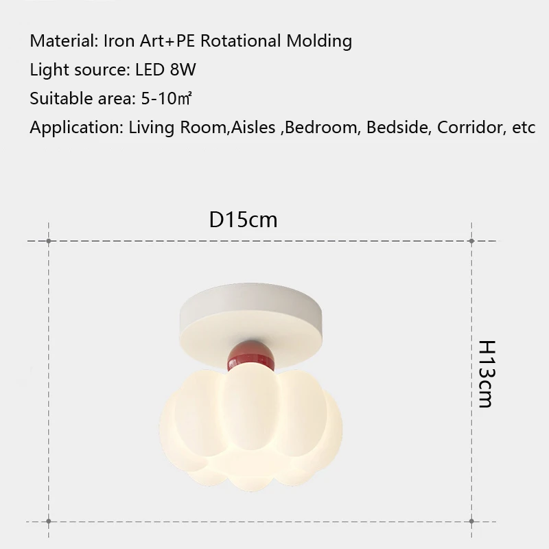 Cream Style Pumpkin Teto Lâmpada LED, Sala de estar, Corredor, Corredor, Quarto, Varanda, Luminárias de decoração, 8W