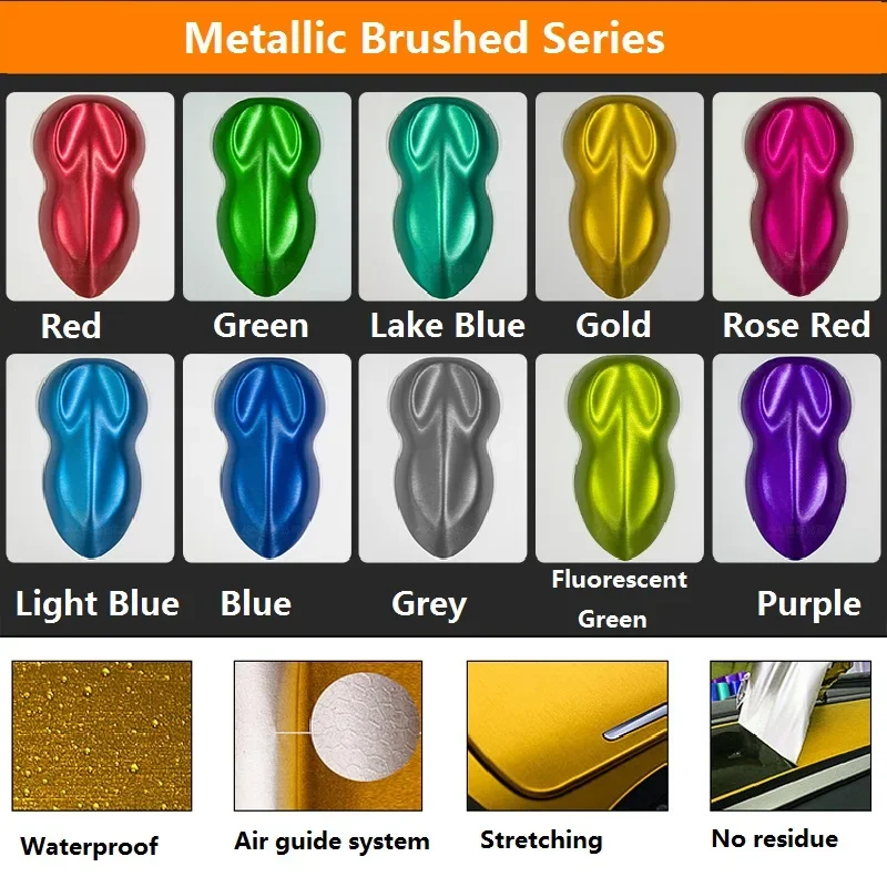 50*200 Metallic Brushed Car Body Film Metal Car Wrap Film Vinyl Car Sticker Styling Auto Foil Decoration Blue Purple Green Gold