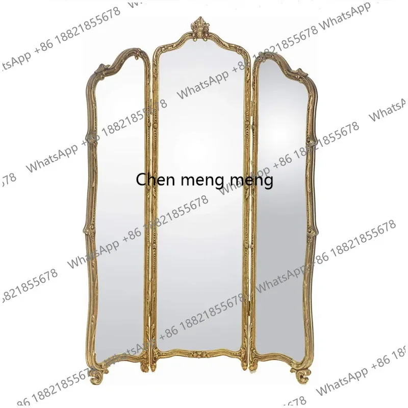 A17 French decorative mirror household three-sided, full-body mirror light luxury retro cloakroom fitting mirror