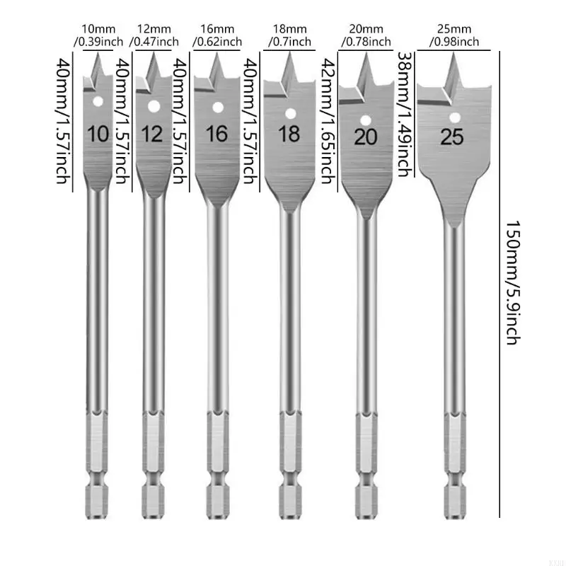 6peeces Triple Point Woodworking Flat Drill Scipe Bock Doceper Opener