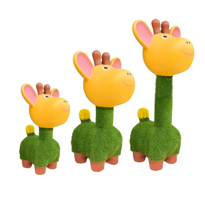 

deer sculpture outdoor garden green sculpture scene animal decoration lawn ornament