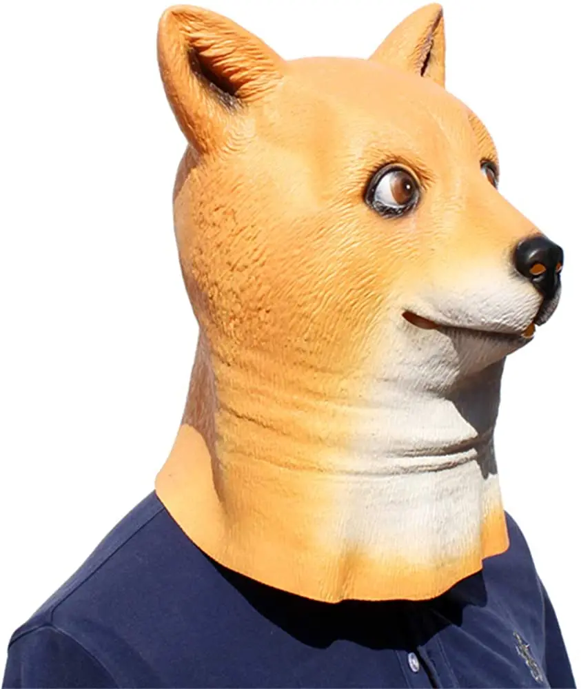 

Dog Mask, Masquerade Party, Latex Masks, Realistic, Halloween Dress-Up Orange, Animal Headgear, Cute Dress, Shiba Inu