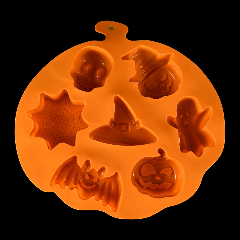 Halloween Pumpkin Silicone Mold Ghost Bat Chocolate Cookie Candy Mould Halloween Party DIY Baking Tools Cake Decoration Ice Mold