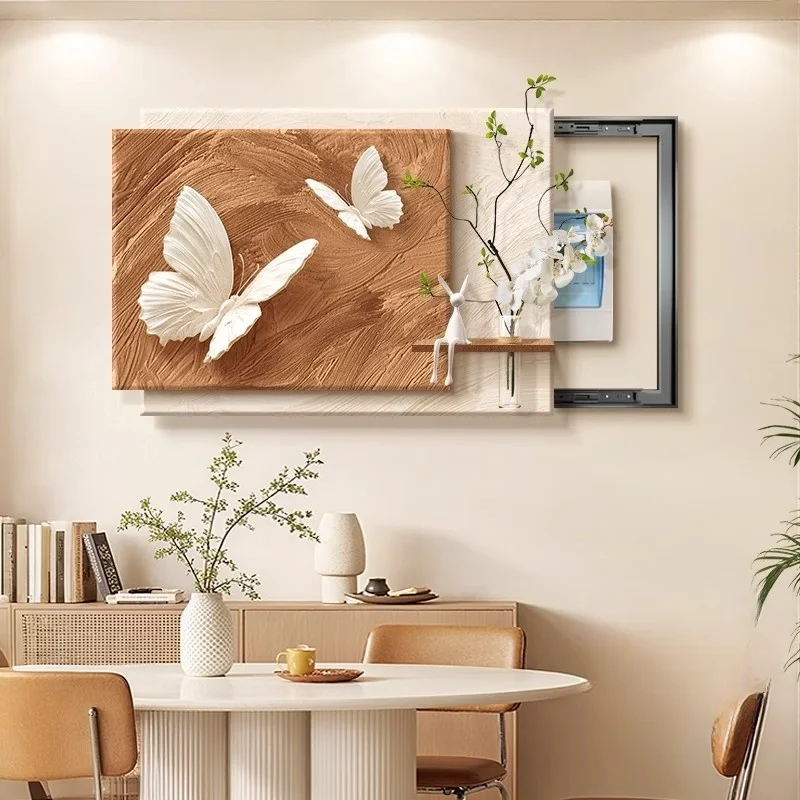 

Cream-style 3D Sandstone Decorative Painting for Electric Boxes - A Dining Room Wall Hanging to Cover Meter Boxes and Switch Box