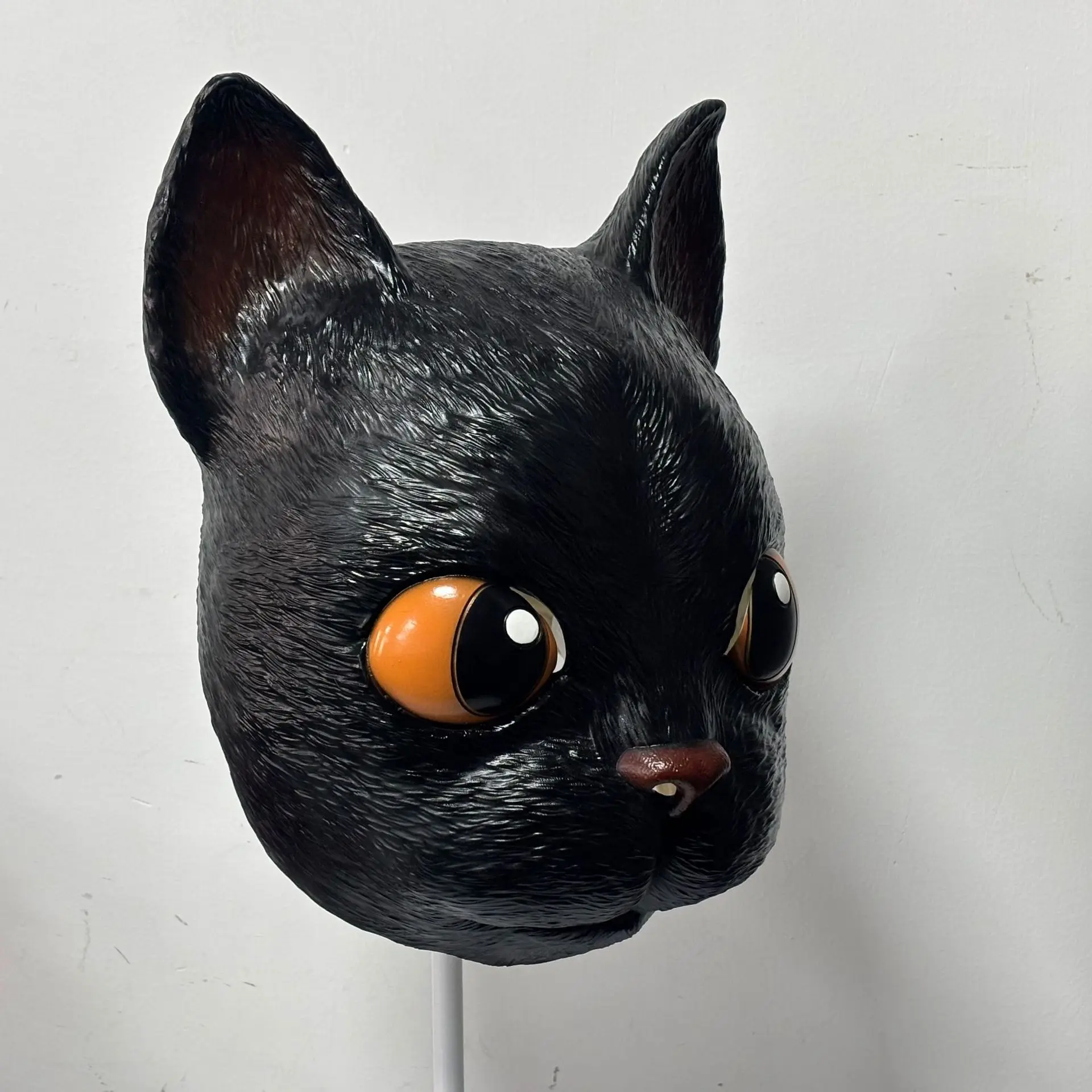 Schwarze Katze Ganzkopf-Latexmaske Realistische Tierkopfmaske Halloween Cosplay Party Kostüm-Requisite für Erwachsene – Detail 4