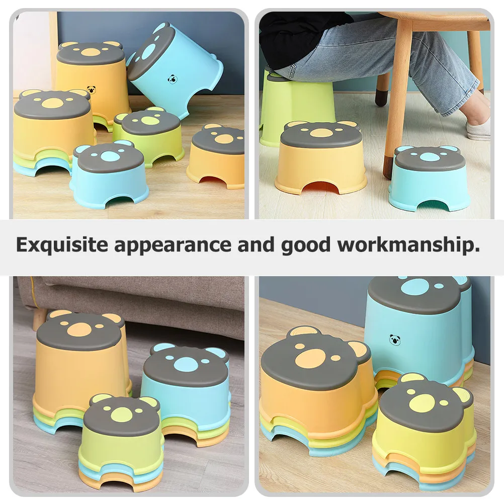 Children Stool Cartoon Low Small Plastic Step Stool Non-Slip Thickened Kids Seat for Bathroom Washing Foot Toilet Training Shoe