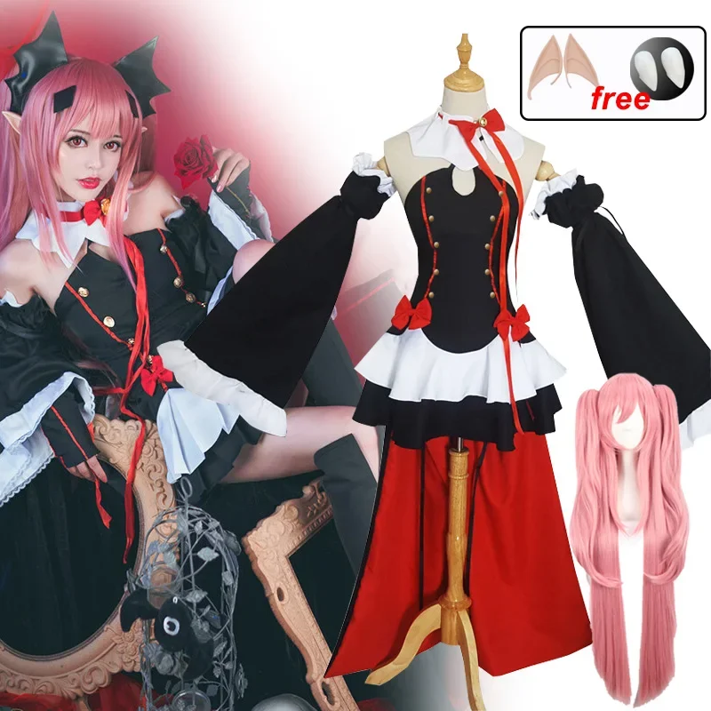 Anime Krul Tepes Cosplay Seraph of The End Cosplay Costume Dress Suit Wig Witch Vampire Halloween Costume For Women