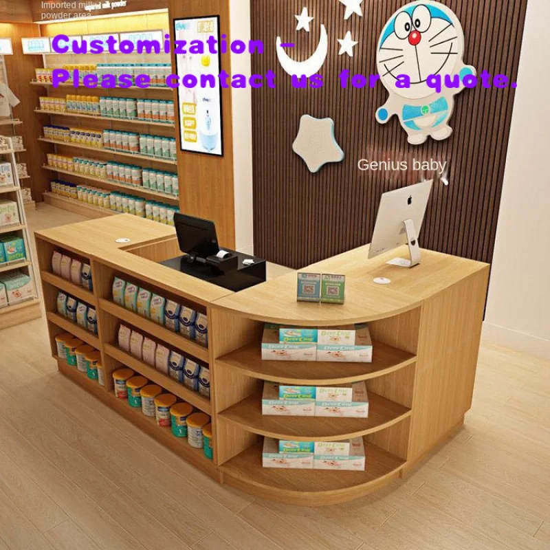 

custom.Custom Supermarket Cashier Checkout Desk Wooden Bar Desk Front Desk Reception Desk Clothing Convenience Store Count