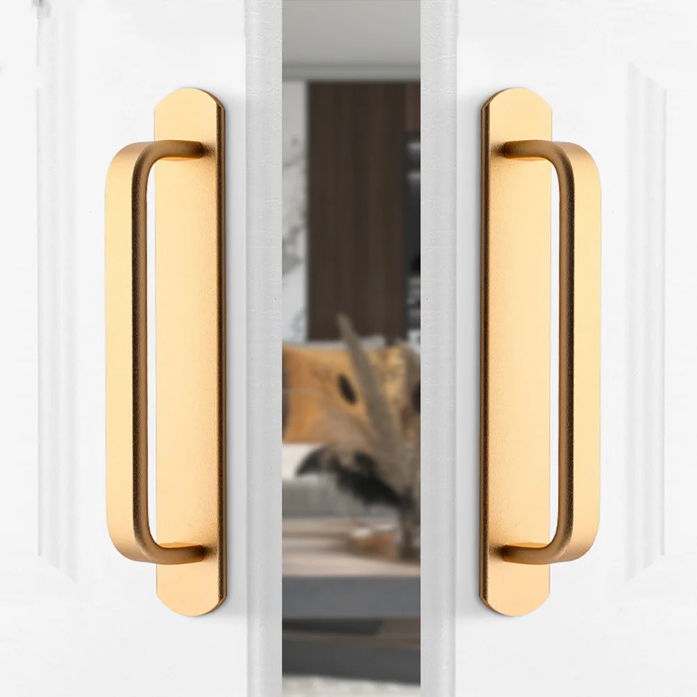 

No Punch Door Handle Aluminum Alloy Pull For Wardrobe Cabinet Cupboard Sliding Door Replacement Rustproof Closet Handles