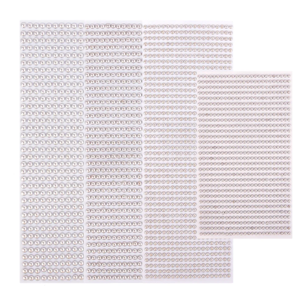 3-6MM Scrapbooking Supplies Golden and Silver Color Half Round Pearls Stickers Self-Adhesive Faux Pearl Embellishment For Crafts