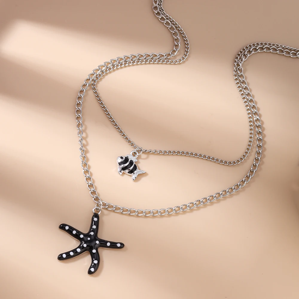 Aihua Mode Fisch-Seestern-Anhänger-Halsketten für Damen und Herren, Sommer-Strand-Party-Halskette, trendiger Schmuck, Geschenke – Detail 6