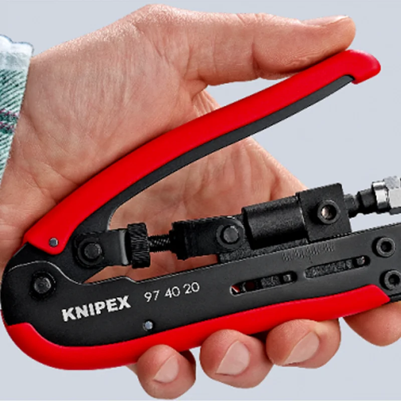 KNIPEX 97 40 20 SB Coax Conectors Crimping Tool Robust Design Adjustable Rotatable Tool for Crimping F BNC and RCA Connector