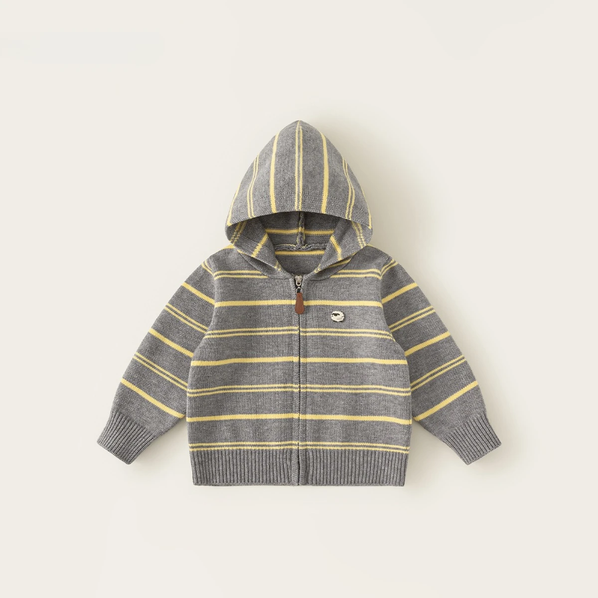 Coat Knitted Children's Hoodie Color-blocking Stripes Knitwear Loose Zipper Sweater for Girls' Outerwear Classic Style