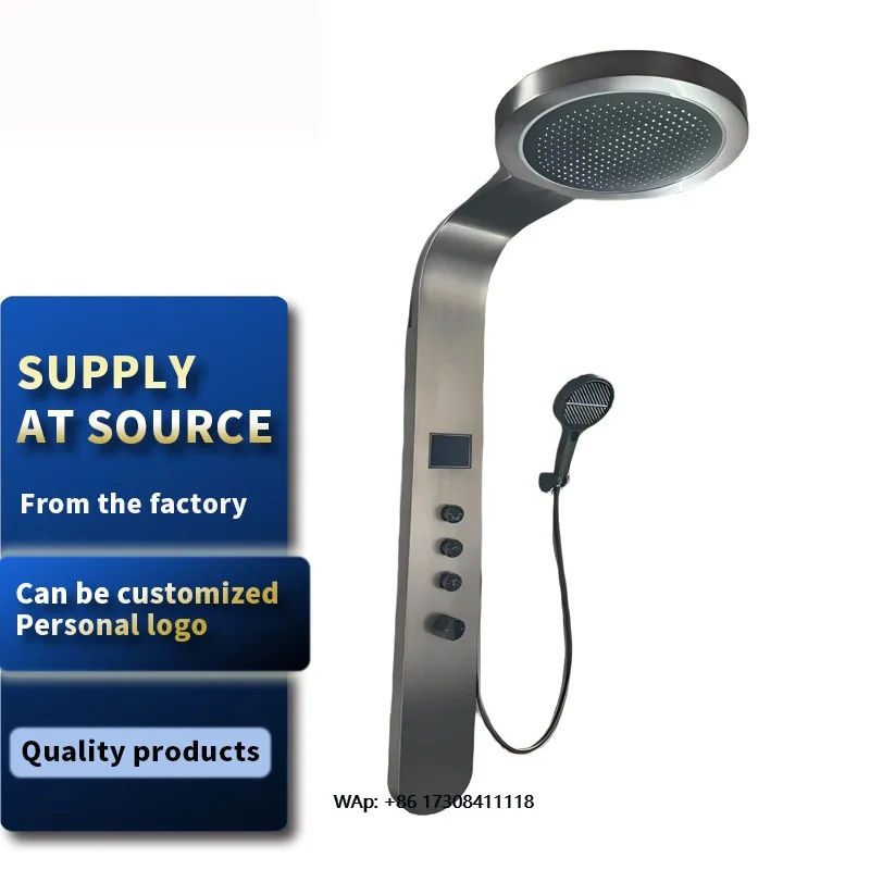 Unidad de ducha de acero inoxidable 304 con tres salidas de color gris Deluxe con pantalla digital de temperatura