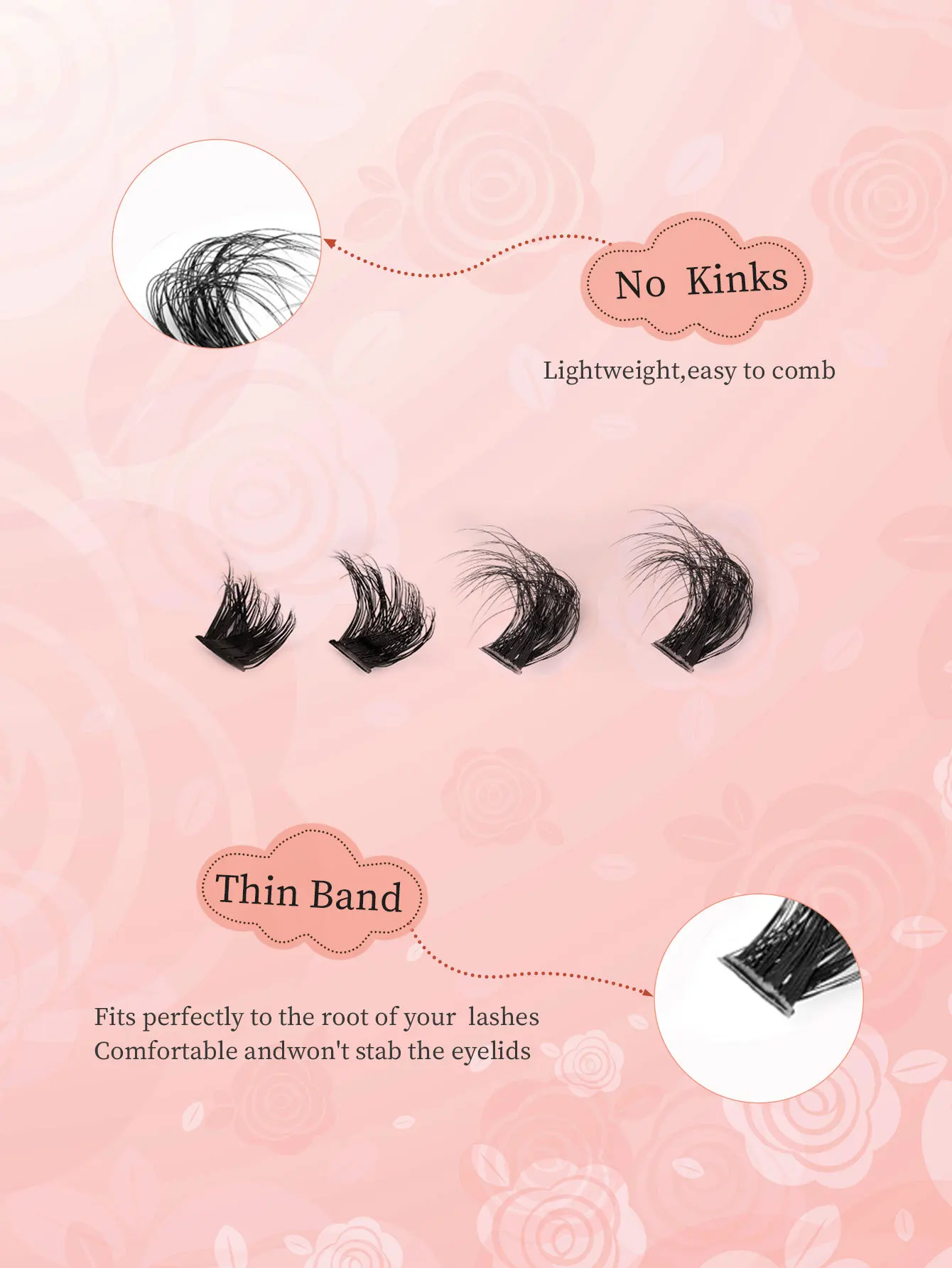 MIAOJIE Einzelne Wimperncluster, natürlich, dicht und voluminös, 30D 40D 50D 60D 80D 100D, gemischte Längen, DIY Wimperncluster – Detail 4