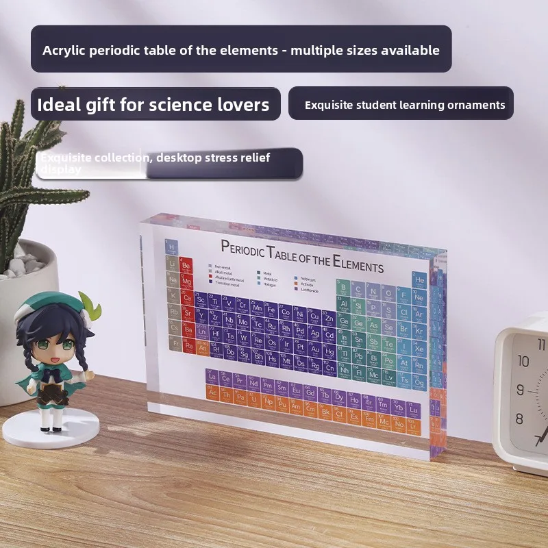 Acrylic Periodic Table Display High Definition Transparent Colorful Chemistry Elements Creative Science Gift Desk Decoration