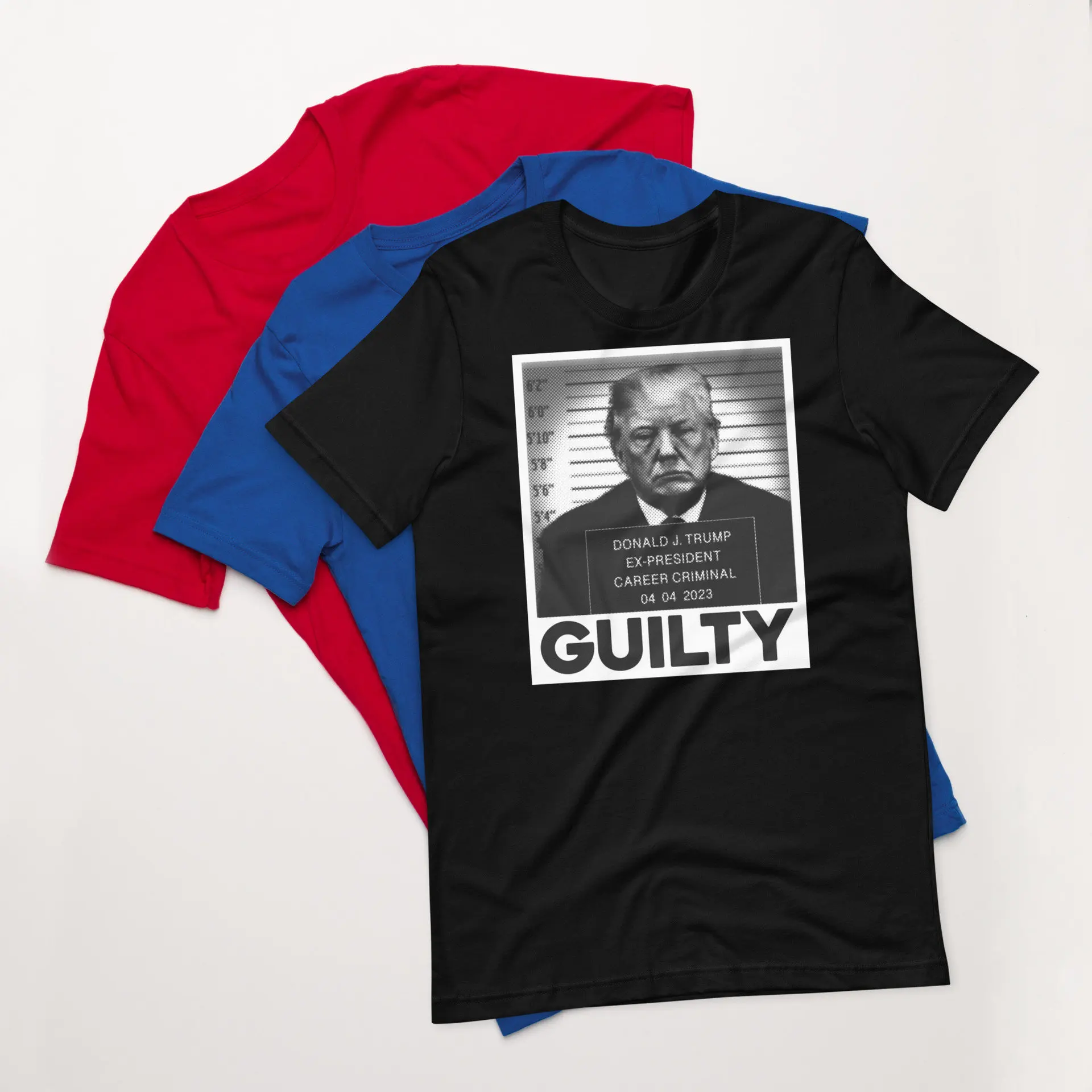 Trump Guilty T-shirt Career Criminal Ex-president Funny Print Round Neck Short Sleeve Cotton T-shirt for Women Men