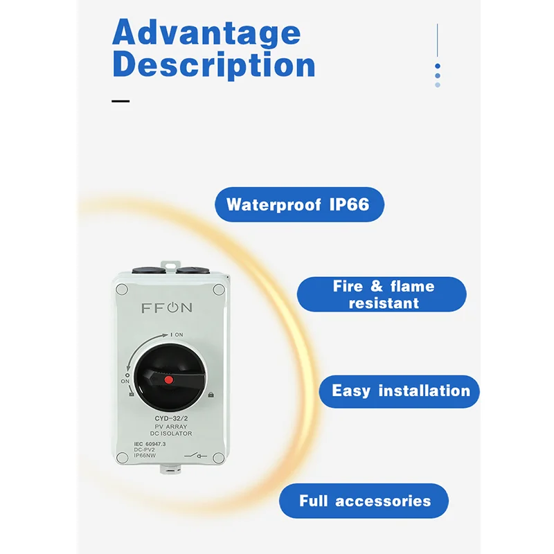 Solor switch Photoelectric 2P 4P 1200V DC  32A PV switch IP66 DC Isolator for Solar energy system inverter